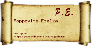 Poppovits Etelka névjegykártya
